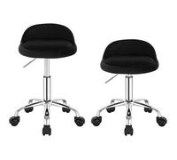Tabouret de bureau à roulettes - WOLTU - Lot de 2 - Avec dossier bas - Réglable en hauteur 43-54 5 cm - Velours - Métal