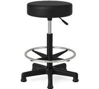 Tabouret de Bureau Haut, Réglable 58-82 cm, Assise confortable Simili Cuir, Repose Pied - Pour bureau haut et tables hautes - Noir Noir G
