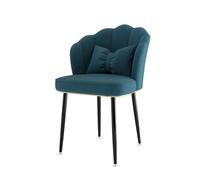 Tabouret De Chaises De Vanité Moderne For Chaises De Salle De Maquillage, | Chaises de salle à manger rembourrées, avec dossier en coque et pieds en métal,(Blue+black Legs)