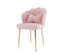 Tabouret De Chaises De Vanité Moderne For Chaises De Salle De Maquillage, | Chaises de salle à manger rembourrées, avec dossier en coque et pieds en métal,(Pink+gold Legs)