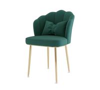 Tabouret De Chaises De Vanité Moderne For Chaises De Salle De Maquillage, | Chaises de salle à manger rembourrées, avec dossier en coque et pieds en métal,(Green+gold Legs)