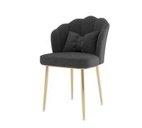 Tabouret De Chaises De Vanité Moderne For Chaises De Salle De Maquillage, | Chaises de salle à manger rembourrées, avec dossier en coque et pieds en métal,(Dark Gray+gold Legs)
