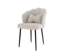 Tabouret De Chaises De Vanité Moderne For Chaises De Salle De Maquillage, | Chaises de salle à manger rembourrées, avec dossier en coque et pieds en métal,(White+black Legs)