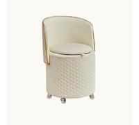 Tabouret de coiffeuse à dossier pliable avec rangement, ottomane ronde à roulettes, chaise pivotante pour chambre à coucher et salon, petit siège multifonction avec roulettes et compartiment caché