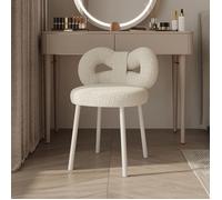 Tabouret de coiffeuse avec dossier en nœud papillon, chaise de maquillage, coussinets réglables, sans accoudoirs,blanc
