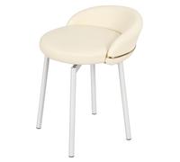 Tabouret de coiffeuse avec pieds en métal doré,WILITTO,dossier unique,base stable,en similicuir,beige,36x36x56cm
