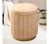 Tabouret de Coiffeuse avec Rangement, Repose-Pieds de Coiffeuse crème, Banc à Couvercle Amovible pour Salle de Maquillage Salon, Compact - 44 x 34 cm