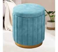 Tabouret de Coiffeuse avec Rangement, Repose-Pieds de Coiffeuse crème, Banc à Couvercle Amovible pour Salle de Maquillage Salon, Compact - 44 x 34 cm