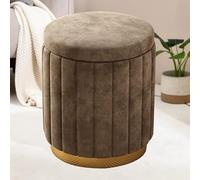 Tabouret de Coiffeuse avec Rangement, Repose-Pieds de Coiffeuse crème, Banc à Couvercle Amovible pour Salle de Maquillage Salon, Compact - 44 x 34 cm