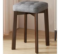 Tabouret de coiffeuse carré de 46 cm avec cadre en bois naturel, siège de salon (couleur : gris PU, taille : pieds en noyer) meubles de beauté élégants et confortables