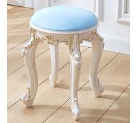Tabouret de coiffeuse en cuir bleu clair peint doré, banc de maquillage rembourré, chaise de coiffeuse élégante, en plastique ABS durable et pieds en acier, idéal pour la chambre à coucher et la salle
