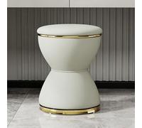 Tabouret de Coiffeuse en Forme de sablier, Ottoman pivotant à 360 °, Chaise de Coiffeuse Minimaliste, siège en Cuir de Style Moderne, adapté au Salon, à la Chambre et à l'entrée Light Gray Gold Base
