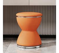 Tabouret de Coiffeuse en Forme de sablier, Ottoman pivotant à 360 °, Chaise de Coiffeuse Minimaliste, siège en Cuir de Style Moderne, adapté au Salon, à la Chambre et à l'entrée Orange Silver Base