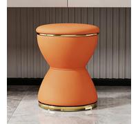 Tabouret de Coiffeuse en Forme de sablier, Ottoman pivotant à 360 °, Chaise de Coiffeuse Minimaliste, siège en Cuir de Style Moderne, adapté au Salon, à la Chambre et à l'entrée Orange Gold Base