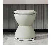 Tabouret de Coiffeuse en Forme de sablier, Ottoman pivotant à 360 °, Chaise de Coiffeuse Minimaliste, siège en Cuir de Style Moderne, adapté au Salon, à la Chambre et à l'entré Light Gray Silver Base