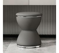 Tabouret de Coiffeuse en Forme de sablier, Ottoman pivotant à 360 °, Chaise de Coiffeuse Minimaliste, siège en Cuir de Style Moderne, adapté au Salon, à la Chambre et à l'entrée Dark Gray Silver Base