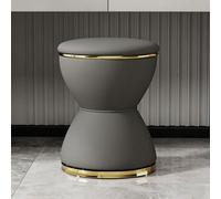 Tabouret de Coiffeuse en Forme de sablier, Ottoman pivotant à 360 °, Chaise de Coiffeuse Minimaliste, siège en Cuir de Style Moderne, adapté au Salon, à la Chambre et à l'entrée Dark Gray Gold Base