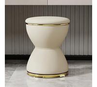 Tabouret de Coiffeuse en Forme de sablier, Ottoman pivotant à 360 °, Chaise de Coiffeuse Minimaliste, siège en Cuir de Style Moderne, adapté au Salon, à la Chambre et à l'entrée White Gold Base