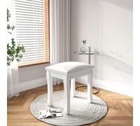 Tabouret de coiffeuse Fortuna Lai Square, banc de maquillage en coton hautement élastique, tabouret de piano rembourré moderne pour salle de maquillage, salle de bain, salon, pouf, pieds blancs incurv
