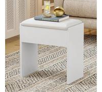 Tabouret de coiffeuse Luxstein, tabouret de maquillage en bois, banc rembourré, tabouret de coiffeuse pour chambre, couloir et salon, 40 x 23,5 x 43 cm, blanc ●Rangement et organisation pratiques : No