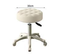 Tabouret de coiffeuse pivotant à roulettes avec coussin en similicuir WILITTO releveur Mousse haute densité beige 30x30x53cm