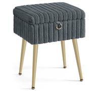 Tabouret de Coiffeuse - Rangement - Pieds Métal - Gris Ardoise - SONGMICS