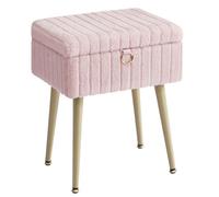 Tabouret de Coiffeuse - Rangement - Pieds Métal - Rose Bonbon - SONGMICS