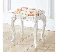 Tabouret de coiffeuse vintage capitonné antique pour coiffeuse, design sans accoudoirs avec détails sculptés, installation facile