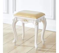 Tabouret de coiffeuse vintage capitonné antique pour coiffeuse, design sans accoudoirs avec détails sculptés, installation facile