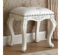 Tabouret de coiffeuse vintage en bois avec coussin rembourré, chaise de maquillage élégante, pieds en bois massif, tabouret de coiffeuse confortable pour femme