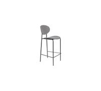 Tabouret de comptoir en tissu polyester gris, assise et dossier, structure acier thermolaqué, mousse 28 kg/m3 - White Label, Donny - 49x39x96 cm