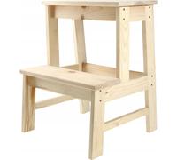 Tabouret de cuisine en bois - Tabouret marchepied - Hauteur 50 cm - Avec marchepied - Robuste et stable - Montage nécessaire