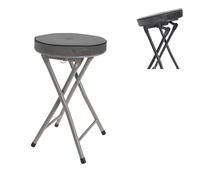 Tabouret de cuisine pliable - Cadre en métal avec rembourrage en velours - Hauteur : 49 cm - Diamètre : 30 cm - Antidérapant - Couleur : anthracite