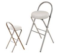 Tabouret De Cuisine Pliant Portable Chaise De Bar Pliante Avec Repose-Pieds | Tabouret De Bar Hauteur Comptoir, Hauteur 45/65/75cm, Jusqu'à 150 Kg, Pour Dortoir, Bureau, Maison(White,H45cm)