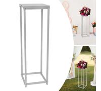 Tabouret de fleur 80x24x24cm Métal Moderne Argenté Carré Mariage Porte-Fleur Porte-Plante