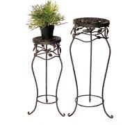 Tabouret de fleur Métal Noir Rond Lot de 2 65 cm / 78 cm Support de fleur 18215 Colonne de fleur Antique Support de plante Tabouret de plante Vintage