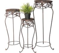 Tabouret de fleur Métal Noir Rond Set de 3 52 cm / 65 cm / 78 cm Support de fleur 18215 Colonne de fleur Antique Support de plante Tabouret de plante Vintage