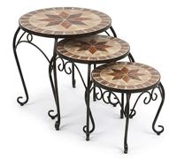 Tabouret de fleur Porte-fleurs Table d'appoint de jardin, design mosaïque différentes tailles, set de 3 pièces