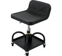 Tabouret de garage à roulettes, capacité de 300 lb, hauteur réglable de 15,7 po à 20,5 po, siège mécanique avec roulettes pivotantes à 360 degrés et plateau à outils, pour atelier, atelier de réparati