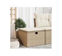 vidaXL Tabouret de jardin avec coussin Poly rotin Beige 55x55x37 cm