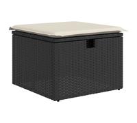 vidaXL Tabouret de jardin avec coussin noir 55x55x37 cm Poly rotin