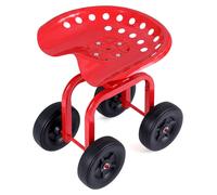 Tabouret de jardin COSTWAY pivotant à 360°, avec roulettes, réglable en hauteur sur 10 cm, siège à roulettes pour le jardinage (jusqu'à 150 kg), larges roues, siège de jardin, siège de jardin à roulet
