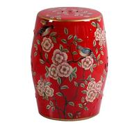 Tabouret de jardin en céramique avec fleurs rouges fait main Aria D30 x H 45 cm - Fine Asianliving