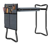 Tabouret de jardin - Outsunny - pliable, 2 en 1, coussin en mousse EVA, 4 poches à outils amovible, charge 150kg - acier - gris