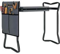 Tabouret de jardin - Pliable 845-335V00Gy - Assise rembourrée en mousse EVA - Deux en un : siège et tabouret - Sac à outils - Structure métallique - Dimensions : 58 x 28 x 49 cm - Gris foncé