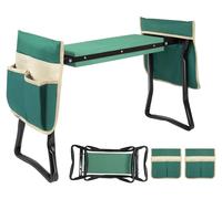 Tabouret de jardin sans dossier, siège pliable 2 en 1, tabouret de travail avec coussin en mousse EVA, sac à outils, tabouret pour les genoux, capacité de charge jusqu'à 150 kg