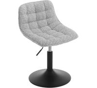 Tabouret de maquillage réglable avec dossier en velours | Gris | 42,5 x 35 x 49,5 cm