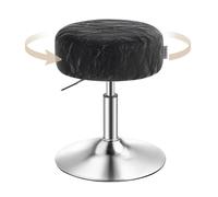 Tabouret de Maquillage, Réglable en Hauteur, Pivotant à 360 Degrés, en PU, Coussin Épais, Moderne, Noir d'Encre