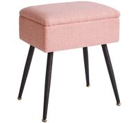 Tabouret de maquillage Unyqoos® avec espace de rangement dissimulé, imitation peluche, rembourrage épais en mousse, pieds en métal, embouts antidérapants réglables, capacité de 120 kg, idéal pour les