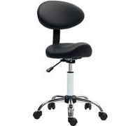Tabouret de massage ergonomique dossier enveloppant - hauteur réglable, pivotant - piètement acier synthétique noir Noir G